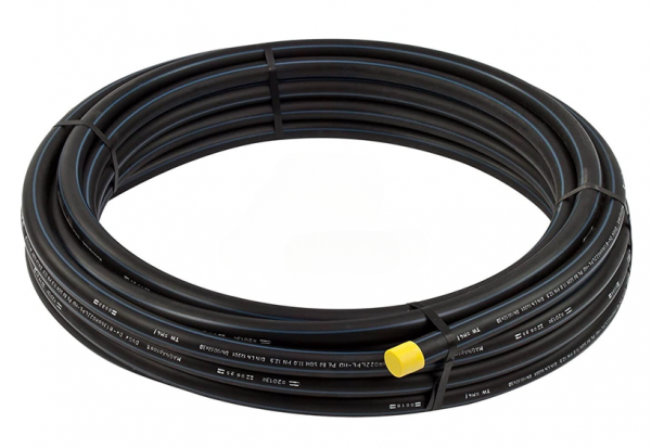 PE Rohr 25 mm, 10 bar, PE100, Schwarz/Blau,   SDR 11, 10 m/Rolle, 25 m/Rolle, 50 m/Rolle, 100 m/Rolle Typ: PE Rohr 25 mm